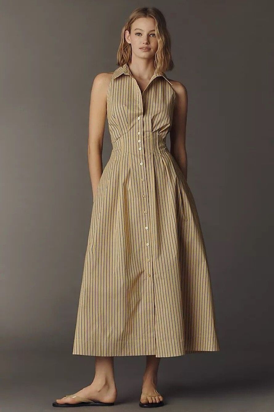 Anthropologie Tobie Sleeveless Shirt Dress by Exquise
